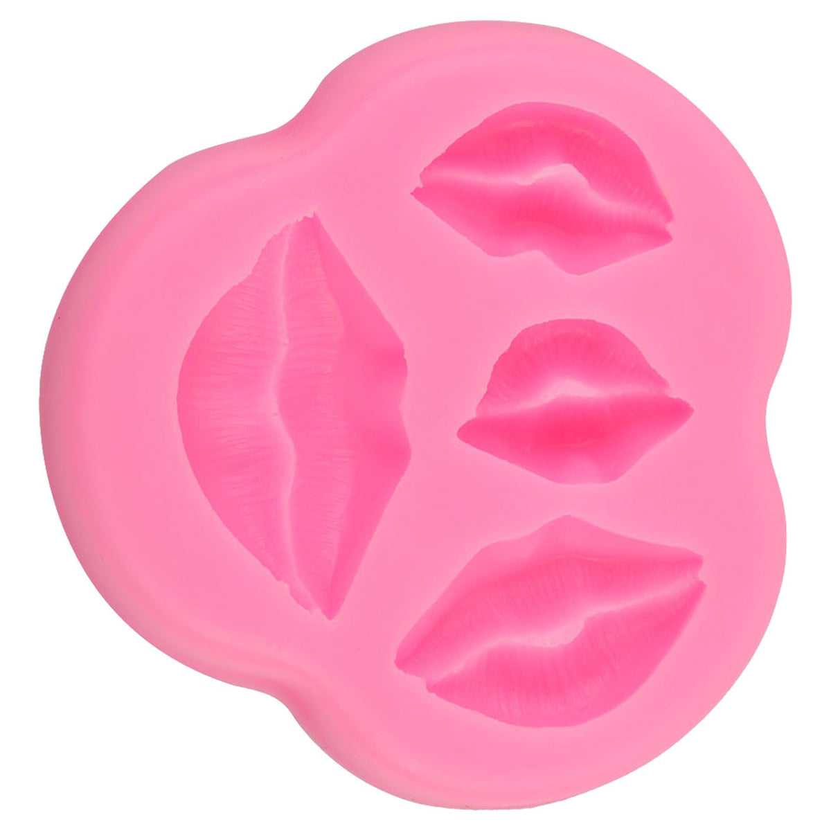 Pink silicone cartoon cake mold shaped like lips, ideal for baking fun party cakes, perfect for creative art and baking projects.
