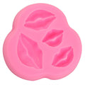 Pink silicone mold in lips shape for cartoon cake decorating, ideal for baking and creative party treats.