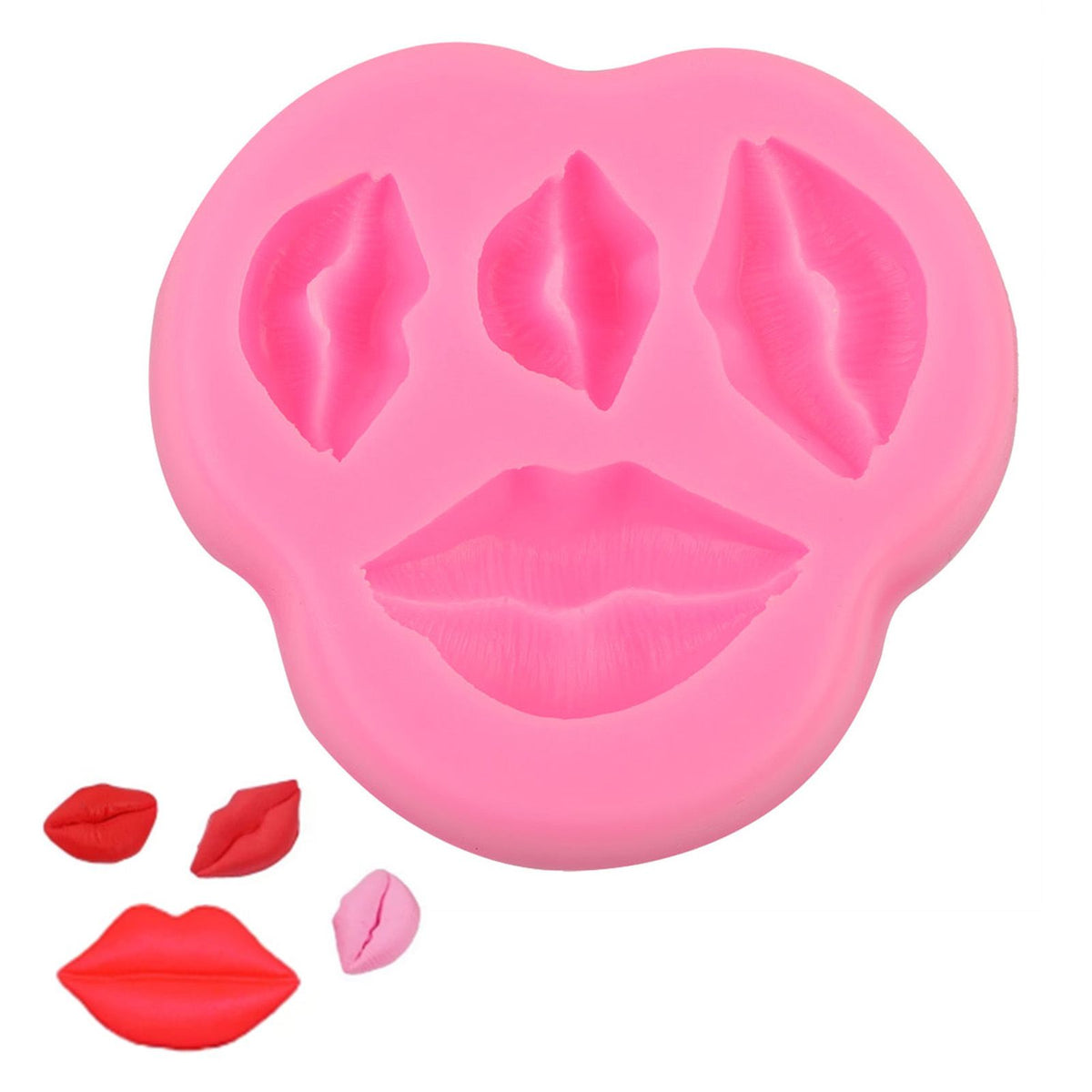 Pink silicone lips-shaped mold for cartoon cakes, ideal for baking fun party treats, from Everything Baby Art & Drawing Toys collection.