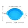 Blue 9-inch round silicone baking cake mold for DIY baking, suitable for baby and kids' cake decorating.