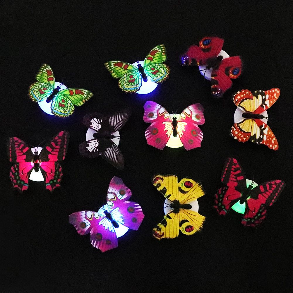 Set of 10 glowing butterfly wall decals for children’s rooms, luminous stickers for pretend play and room decor by Everything Baby.