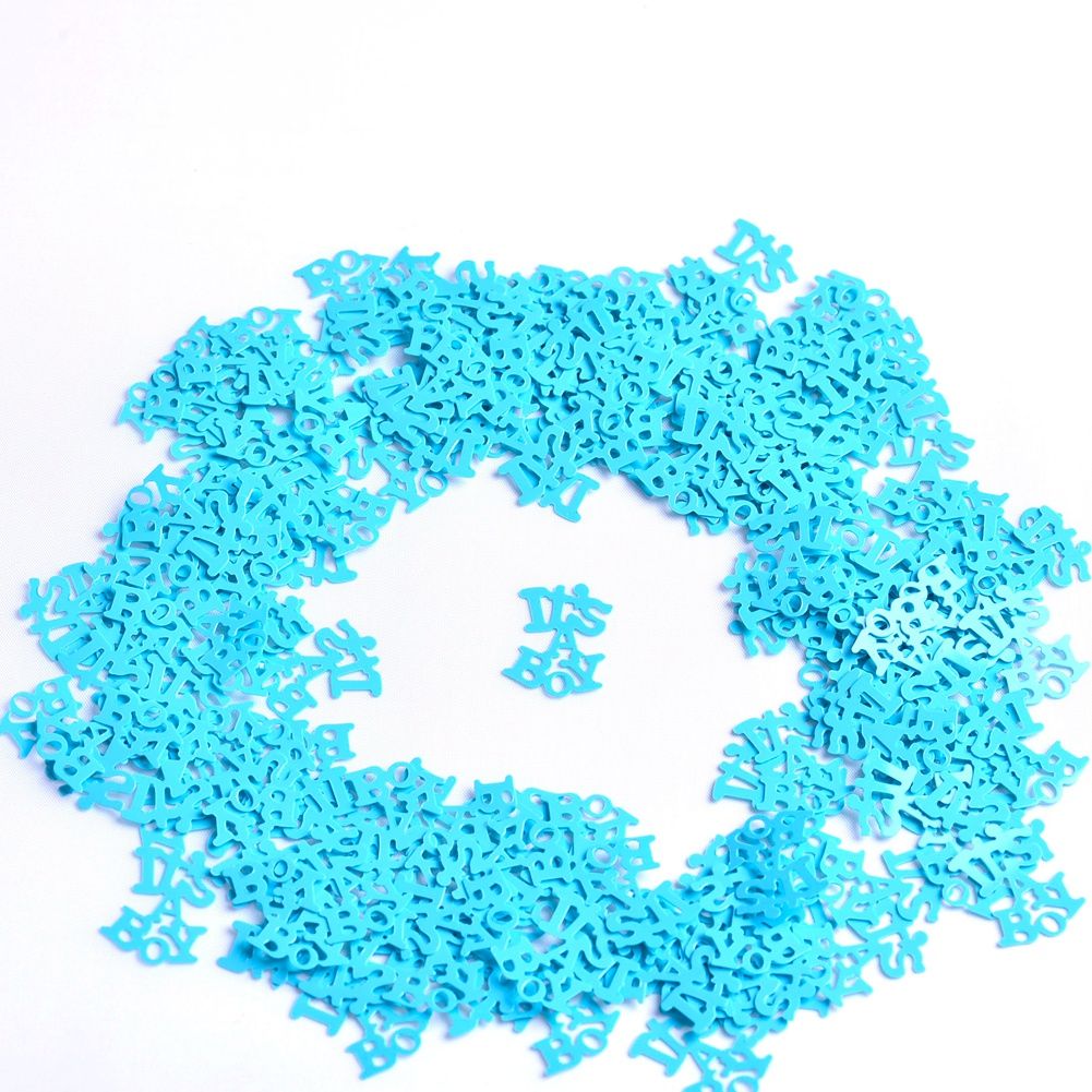 Blue boy-themed DIY throwing confetti for baby shower or birthday party, 200-piece set for outdoor celebration fun.