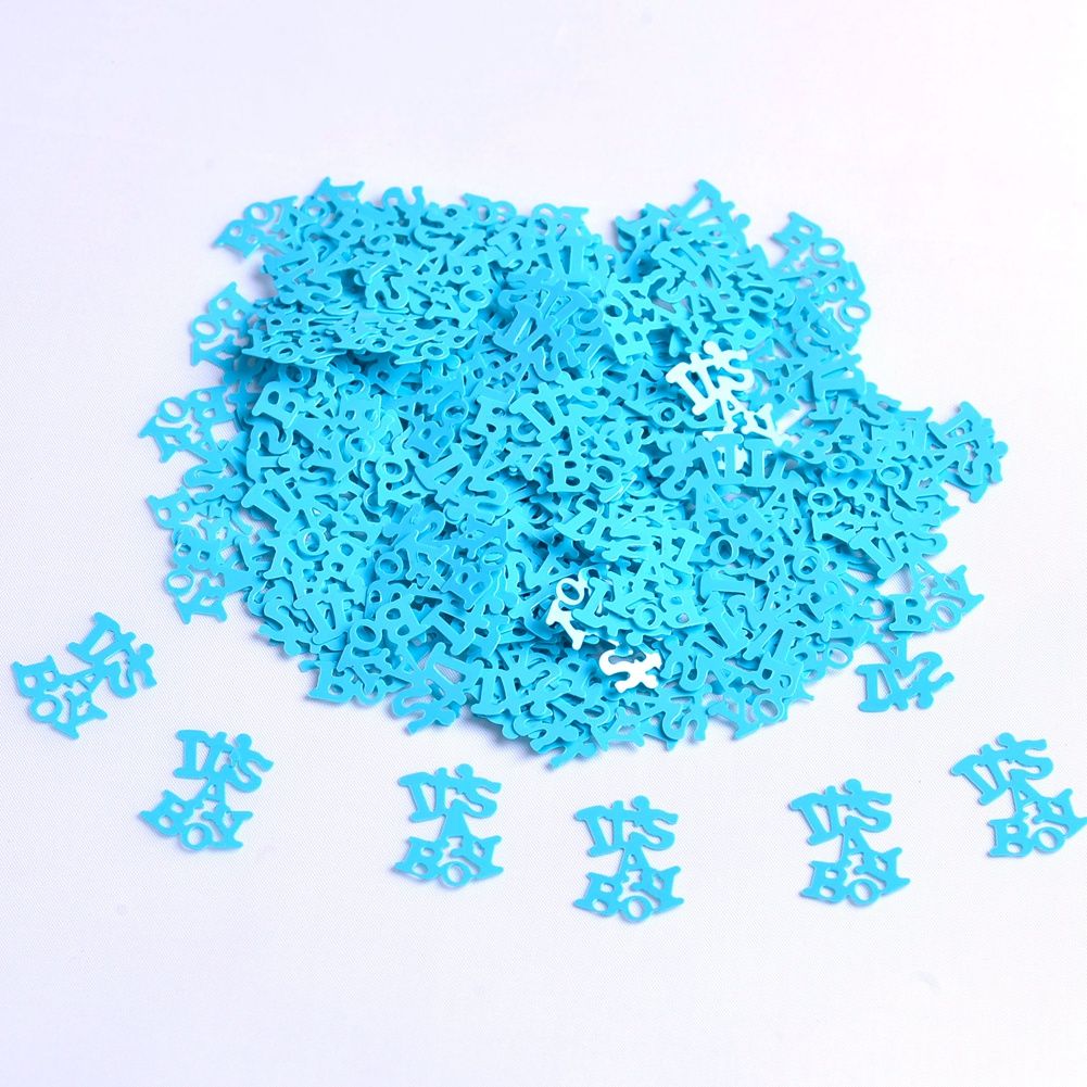 Blue boy-themed DIY throwing confetti in a 200-piece bag for baby shower or birthday party celebrations, suitable for outdoor play.
