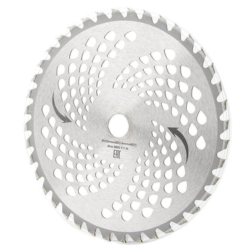 Steel 40-tooth lawn trimmer blade for grass cutting, suitable for garden tools, with a round metal design for outdoor trimming.