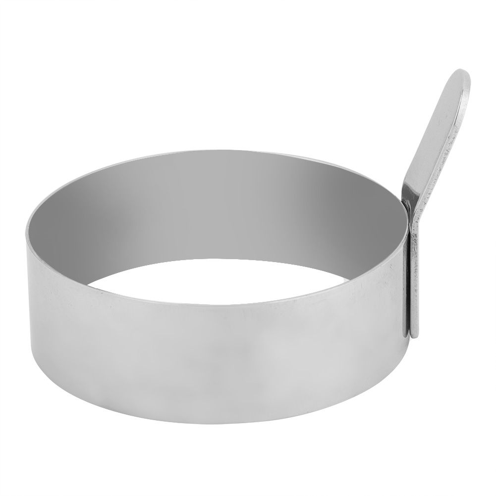 Stainless steel round pancake ring and egg mold for kids' pretend play, featuring a shiny, durable design from Everything Baby.