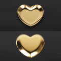 Gold stainless steel heart-shaped plate tea tray and jewelry organizer, ideal for baby and kids nursing and feeding accessories.
