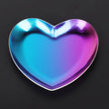 Colorful stainless steel heart-shaped tea and fruit tray from Everything Baby, used as a jewelry or cosmetics organizer for kids.