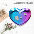 Colorful stainless steel heart-shaped plate tea tray and jewelry organizer, ideal for baby nursing, feeding, or decorative use.