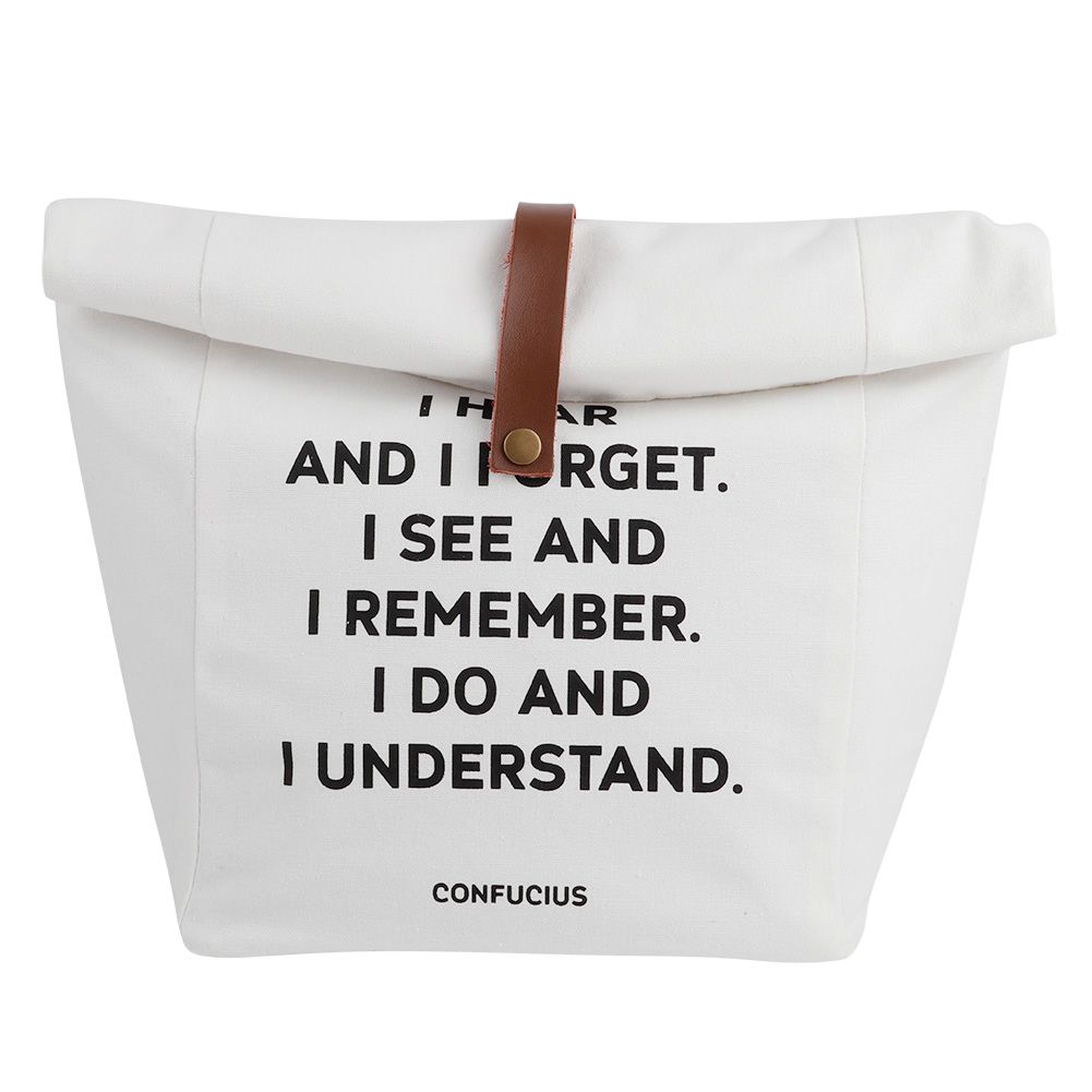 Simple letter-themed lunch box insulation bag by Everything Baby, small fresh cloth picnic bag perfect for kids' meals and snacks.