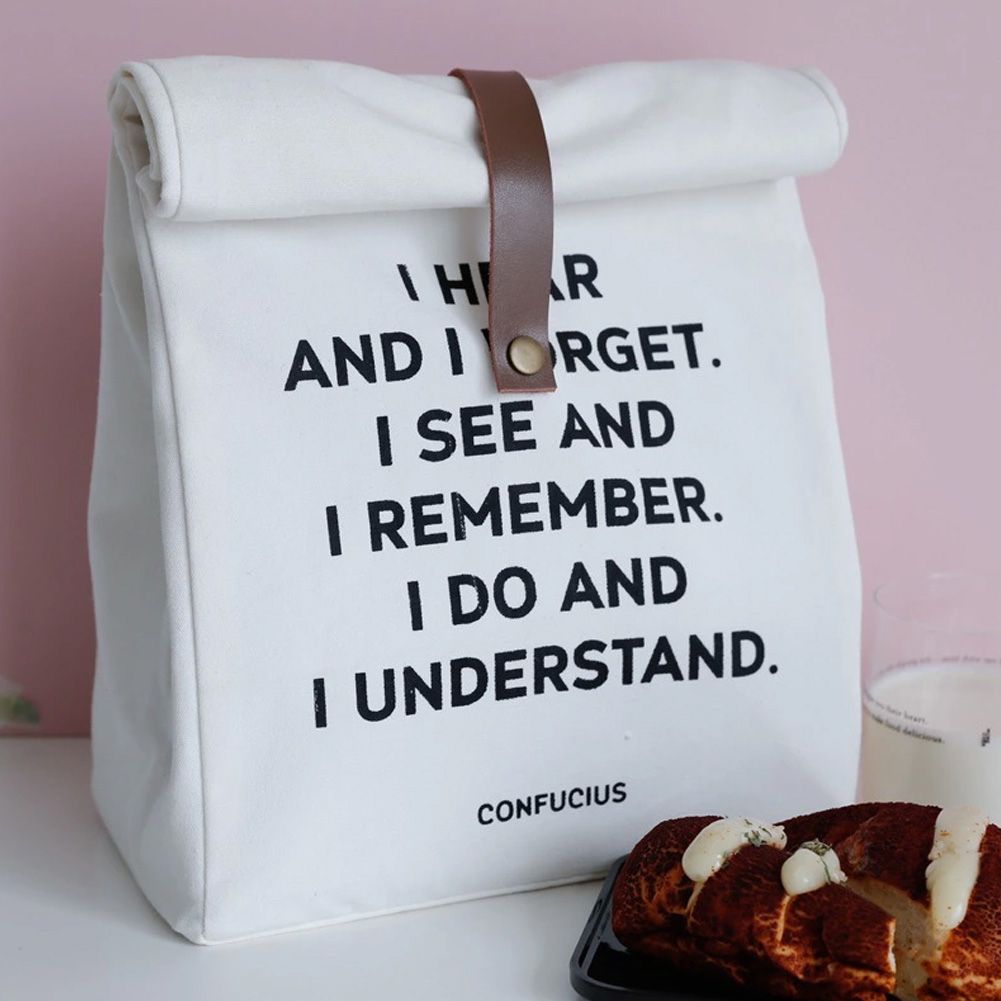 Simple letter-themed lunch box insulation bag by Everything Baby, small, versatile cloth bag for kids' snacks and picnics.
