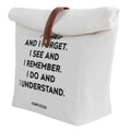 Simple letter insulated lunch bag by Everything Baby, small cloth picnic bag for kids, with colorful letter design and carrying handle