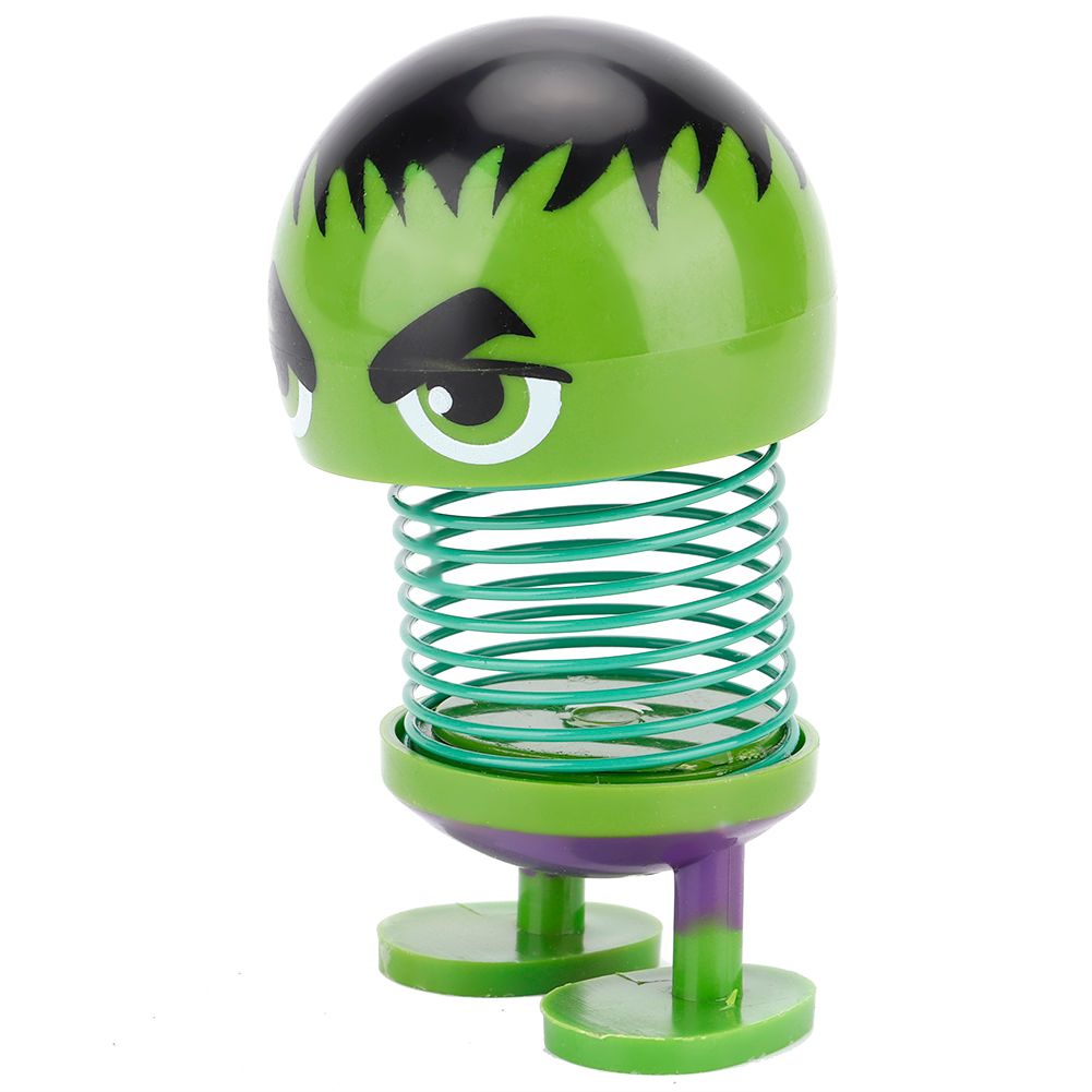 Cartoon doll head wobble toy ornament for kids ride-on cars, featuring a animated robot character with a shaking head.