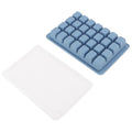 Blue 28-grid silicone ice tray and pudding mold for baking, with lid, ideal for baby and kids nursing and feeding.