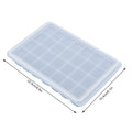 Blue 28-grid silicone ice tray and pudding mold with lid, ideal for baking, freezing chocolates, and baby food preparation.