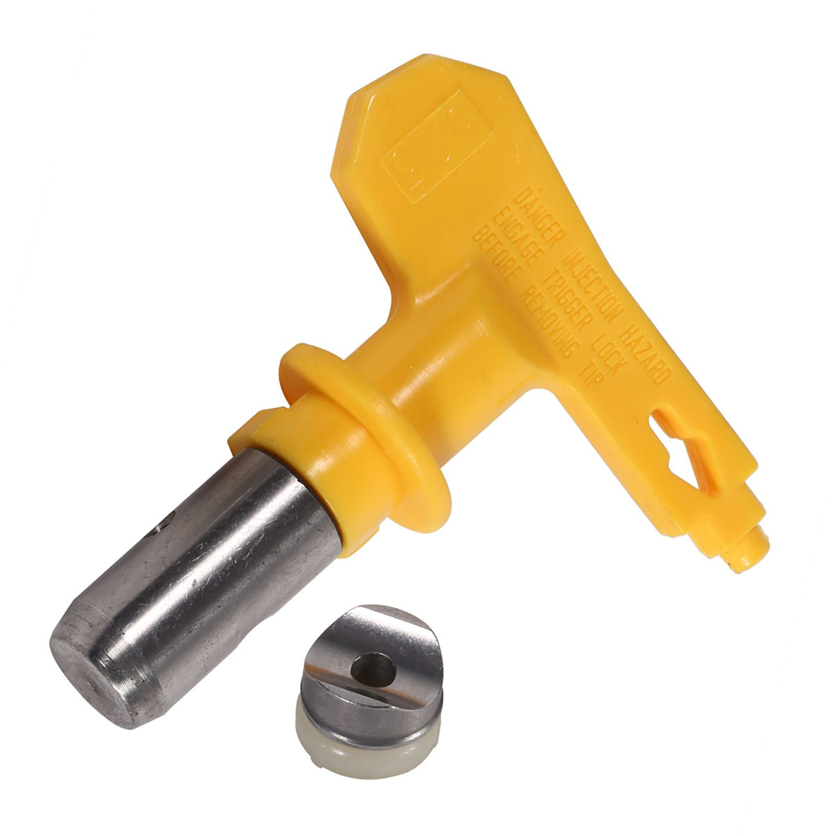 Reversible tungsten steel spray gun nozzle accessory for airless spray systems, designed for outdoor garden and home use.