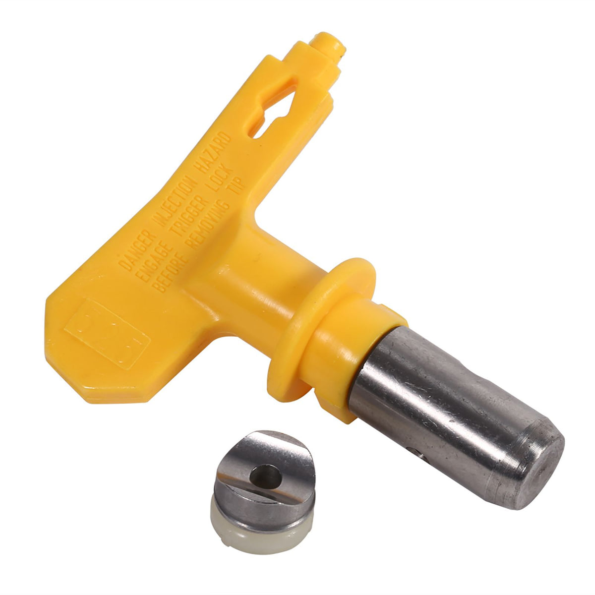 Reversible tungsten steel spray gun nozzle accessory for airless spray guns, suitable for garden use.