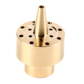 Gold brass garden pond fountain water nozzle spray head with 1/2 inch fitting, designed for outdoor water features and garden decoration.