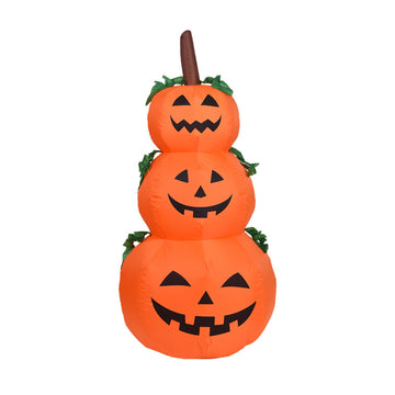 Three 3.9-foot inflatable Halloween pumpkins with LEDs, outdoor yard decorations for Halloween parties and garden decor.