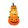 Three 3.9ft inflatable Halloween pumpkins with LEDs for outdoor yard decor, perfect for Halloween parties and garden decorations.
