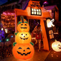 Three 3.9FT inflatable Halloween pumpkins with LEDs, outdoor yard decorations for Halloween party and garden decor.