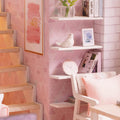Wooden miniature dollhouse kit with furniture and LED lights, perfect for pretend play and creative fun for kids and girls.