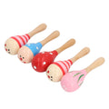 Colorful set of 5 wooden maracas rattles with egg-shaped design, ideal for kids' musical outdoor play and party favors.