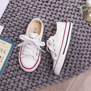 OPOEE Kids Canvas Shoes Low Top Lace Up White 23