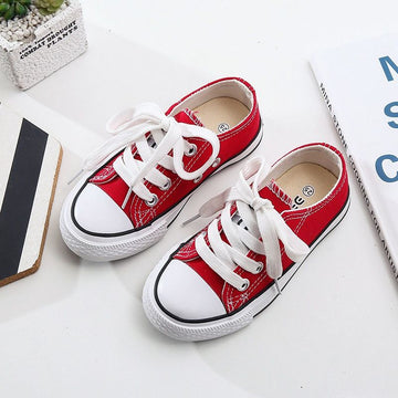 OPOEE Kids Canvas Shoes Low Top Lace Up Red 24