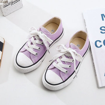 OPOEE Kids Canvas Shoes Low Top Lace Up Purple 24