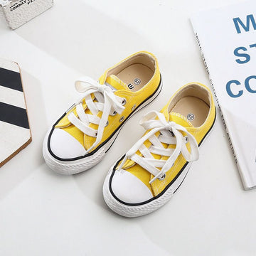 OPOEE Kids Canvas Shoes Low Top Lace Up Yellow 24
