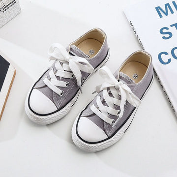 OPOEE Kids Canvas Shoes Low Top Lace Up Grey 25