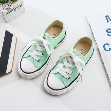OPOEE Kids Canvas Shoes Low Top Lace Up Light green 26