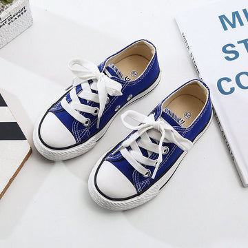 OPOEE Kids Canvas Shoes Low Top Lace Up Royal Blue 24