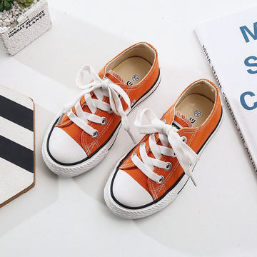 OPOEE Kids Canvas Shoes Low Top Lace Up Orange 30