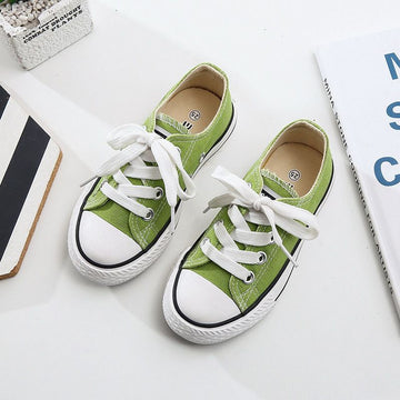 OPOEE Kids Canvas Shoes Low Top Lace Up Grass Green 22