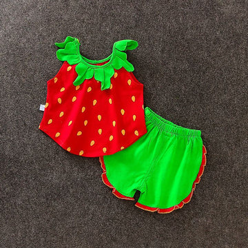 Baby Cotton Summer Trousers Set 2 Piece Unisex Pipa Strawberry Set 100cm