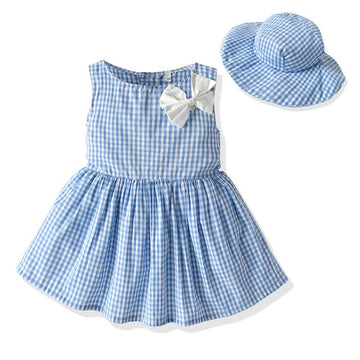 Tem Doger Boy Plaid Shirt Shorts Set Light Blue 130cm