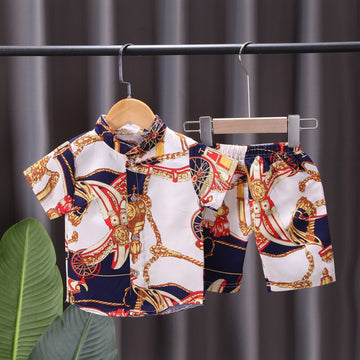 Bug Yipai Boys Summer Cotton 2 Piece Set Short Sleeve Yellow 80cm