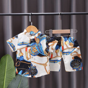 Bug Yipai Boys Summer Cotton 2 Piece Set Short Sleeve Light Blue 90cm