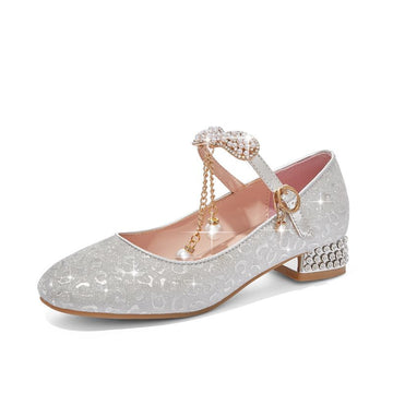 Girls Sequin Crystal Shoes Gold Silver Princess 28 inner length 19cm