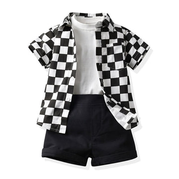 Top and Top Boys Plaid 3 Piece Set Cotton Black 100cm