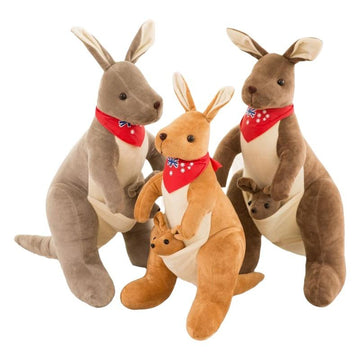 Jue Bei Kangaroo Plush Toy 35cm Gray red scarf 65cm