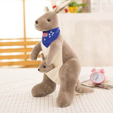 Jue Bei Kangaroo Plush Toy 35cm Gray blue scarf 55cm