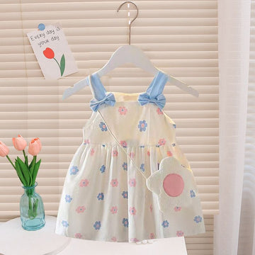 Girls Cotton Princess Dress Floral Summer BDKL Lotus Pink 80cm-M
