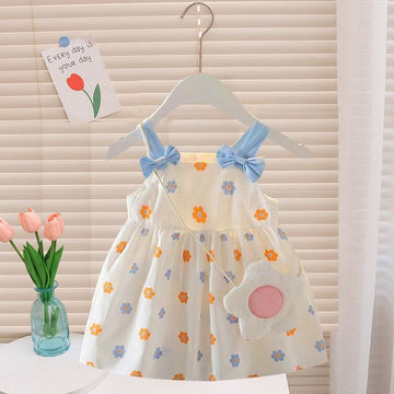 Girls Cotton Princess Dress Floral Summer BDKL Lotus Orange 100cm-XL