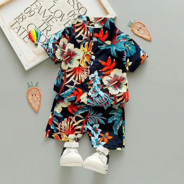 Chaole Pig Boys Cotton Short Sleeve Suit Fusang Red 120cm