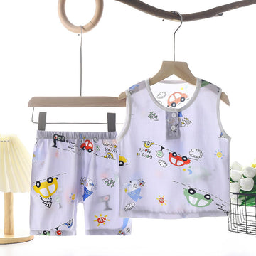 Tong Xinyuan Kids Cotton Silk Vest Set Shorts (Gray) car cotton silk vest set 100cm