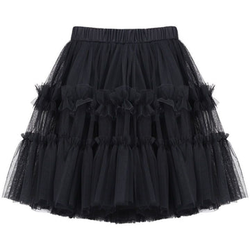 Girls Princess Skirt Polyester Ruffled Summer Black 120cm