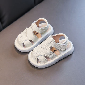 Baby Leather Sandals Bocai Cat Velcro Non Slip Beige 14.5cm long within 22 yards