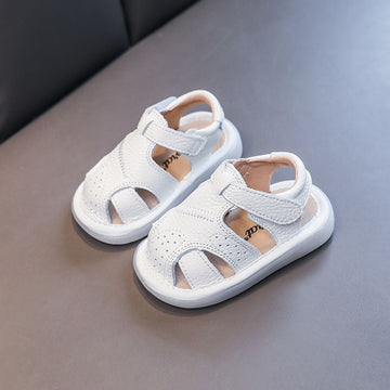 Baby Leather Sandals Bocai Cat Velcro Non Slip White 15.5cm long within 24 yards